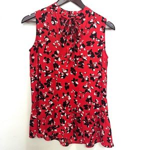 Banana Republic Sleeveless Top with Tie / Size XS / Red, black, white